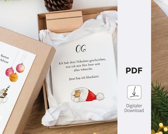 Download - Fun Advent Calendar Cards | Printable Christmas Calendar | Watercolor Cards | DIY Craft Template | Digital File