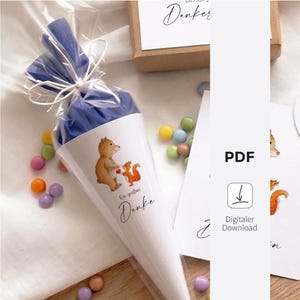 Descarga - Mini conos escolares DIY - Un gran agradecimiento | Regalo de despedida para el jardín de infancia | Regalo para el profesor/cuidador | Plantilla PDF imprimible