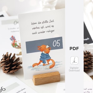 Descargar - Tarjetas divertidas de calendario de Adviento | 24 plantillas con frases navideñas | Calendarios navideños para imprimir | Archivo digital
