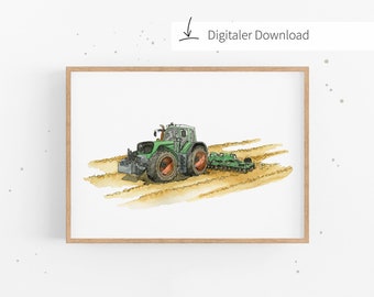 Descargar Póster Tractor - cuadro para la habitación de los niños | Idea de regalo para niños | archivo digital