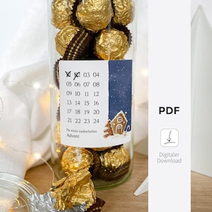 Download - Mini Advent Calendar - DIY Christmas Calendar to Fill | Watercolor Gingerbread House | Digital File | Stickers to Print