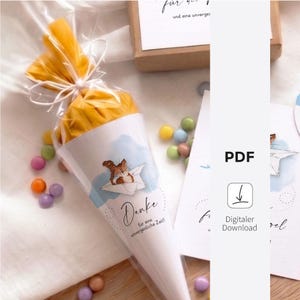 Descarga - Mini conos escolares DIY - Gracias | Regalo de despedida para jardín de infancia | Regalo para maestro/cuidador | Plantilla PDF imprimible