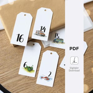 Download Advent Calendar Pendant - Vehicles | 24 Number Pendant | DIY Christmas Calendar