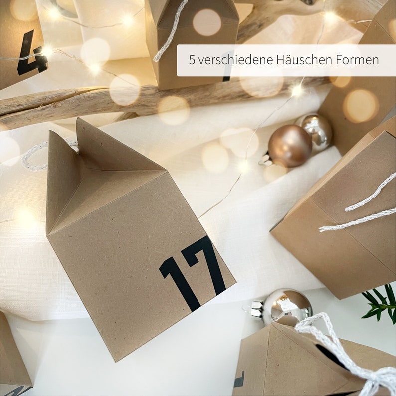 Descargar Calendario de Adviento casas Pueblo navideño para manualidades Calendario navideño para llenar Archivo digital imagen 6