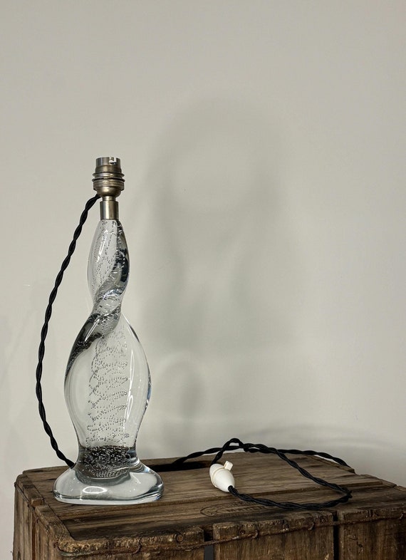 French Mid-Century Glass Table Lamp, Circa 1960s