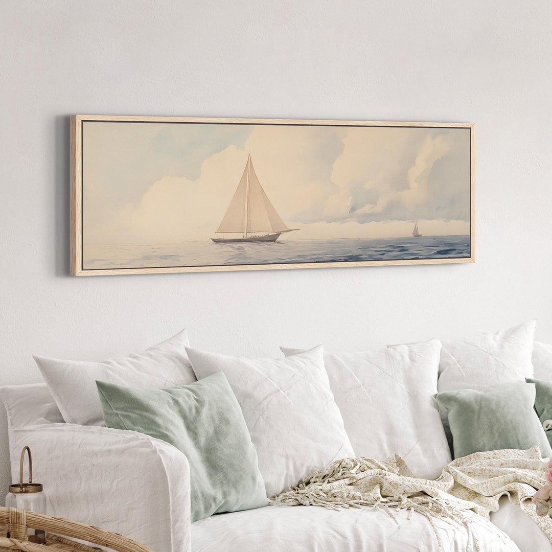 Nautical Wall Art, Sailboat Wall Art Print, Landscape Vintage Wall Art ...