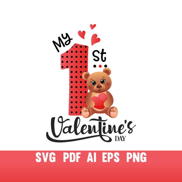 My first valentine's day SVG, kids valentines day, infant velentine, baby valentine SVG, my first valentine PNG, Baby girl Valentine,