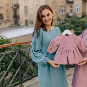 Linen MATCHY Dress, puff sleeve, breastfeeding dress, maternity, nursing, nursing dress, linen dress, 2in1 breastfeeding dress, mum and mini