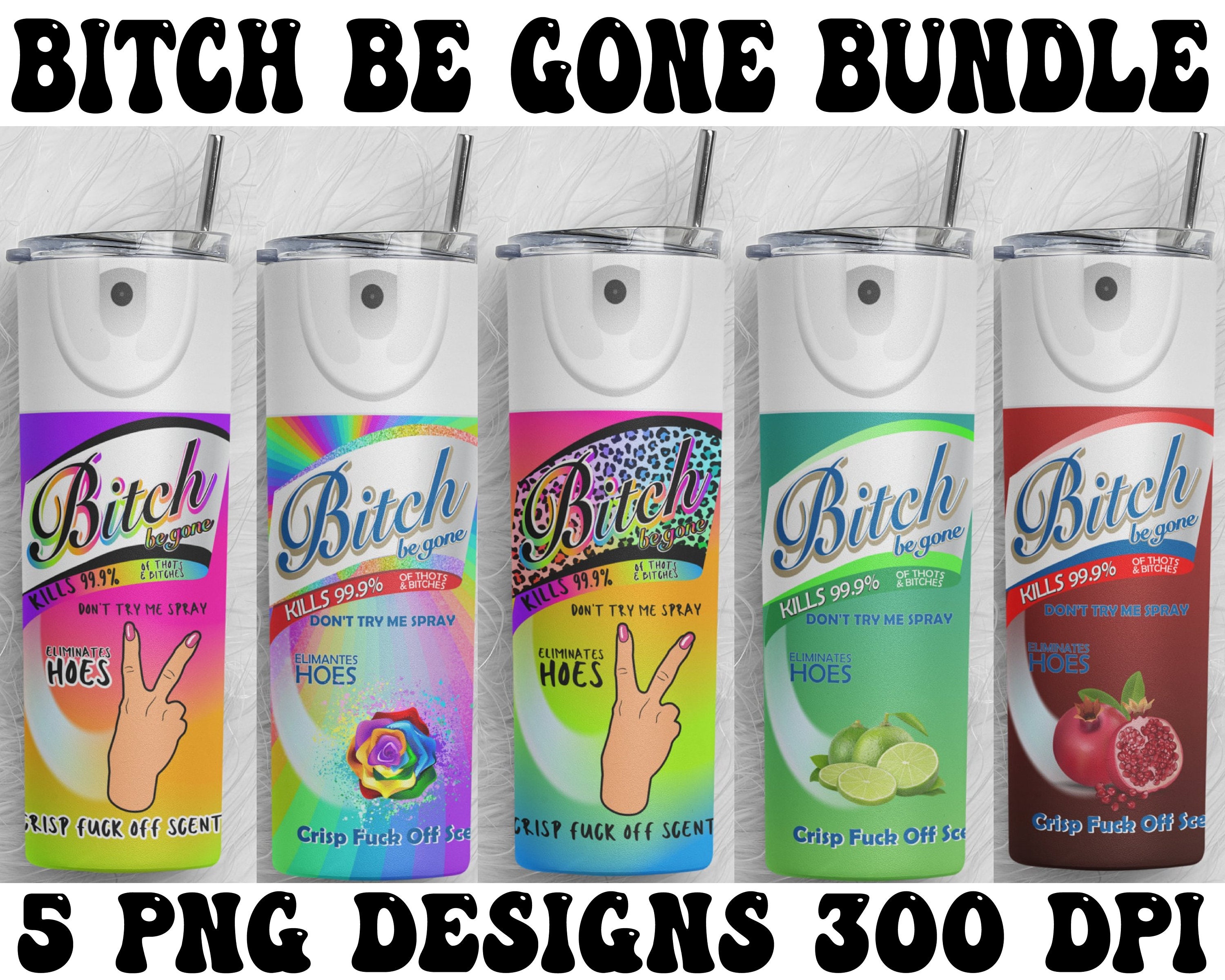 Bitch Be Gone Spray Bundle Tumbler Png Rainbow Middle Finger Etsy
