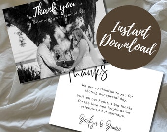 Thank You Card, Wedding | Digital Download, Customisable | Wedding Stationary