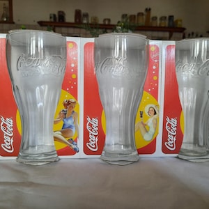 Set of 3 Coca-Cola glasses, Antique Glasses Collection,