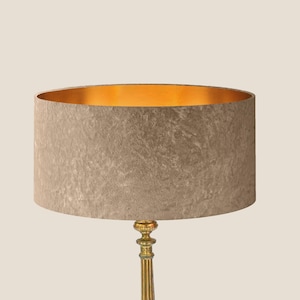 Lampshade for table lamp or pendant lamp - Handcrafted lampshade - Golden velvet - Interior in gold - gold lampshade