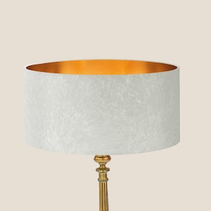 Lampshade for table lamp or pendant lamp - Handcrafted Lampshade - Ecru Velvet - Gold Interior - Gold lampshade