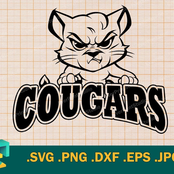 Cougars SVG - Cricut cut file | Kids Cougars Team shirt spirit, baby cougars | School Mascot, Football, Silhouette Cut File, Download, logo