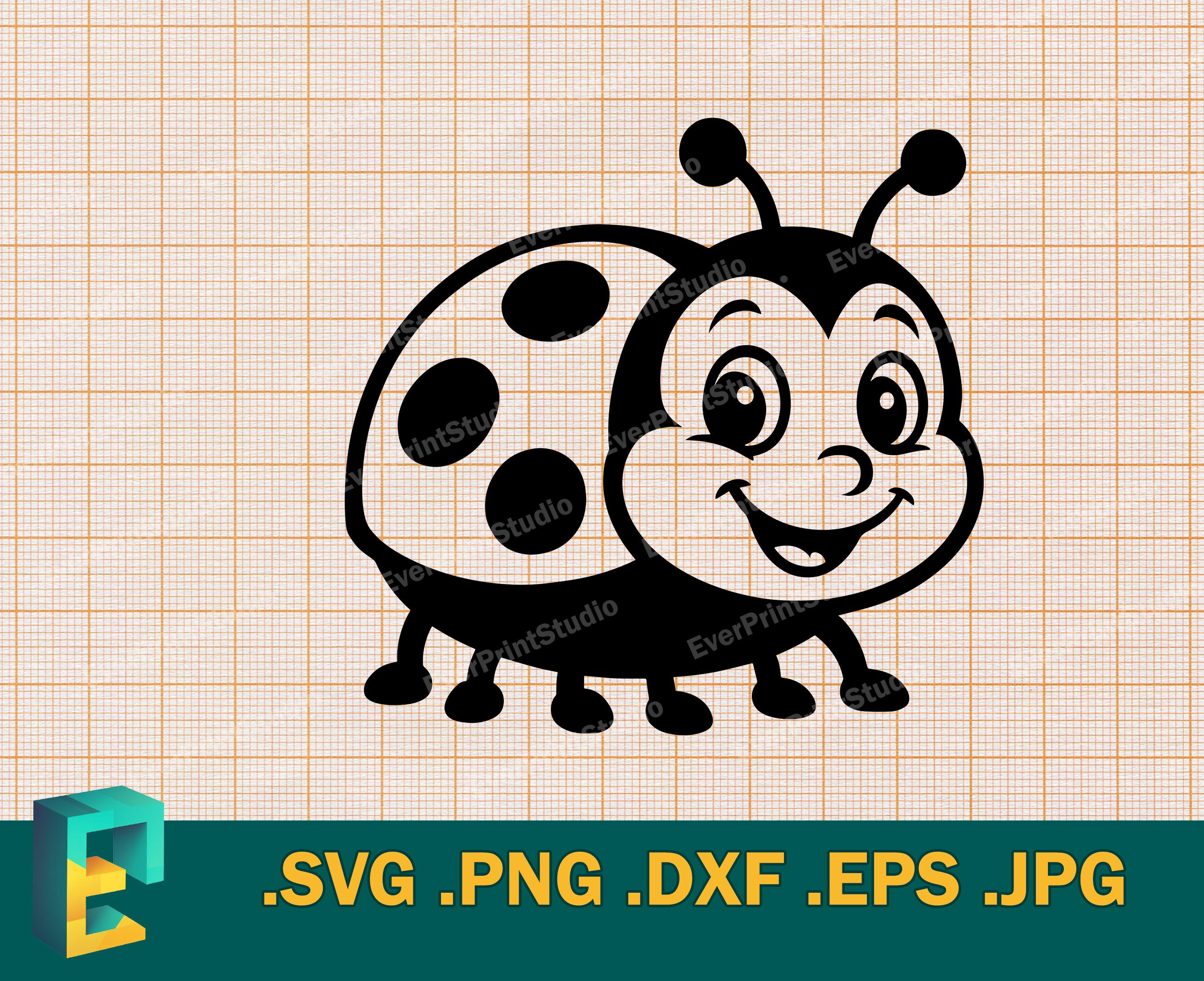 Ladybug SVG - Cricut, Silhouette | Vector Cute Happy Ladybug SVG Cut ...