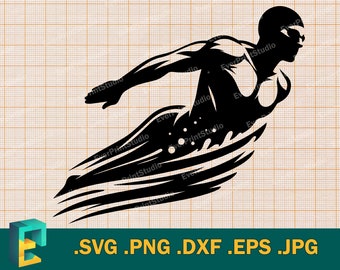 Swimmer SVG - Cricut, Silhouette | Vector Swimming svg Cut File | Download Swim svg cutting file | Diving Graphics svg, png, eps, dxf