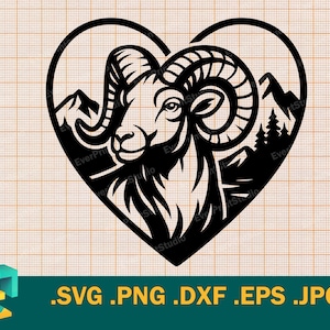 Ram SVG -  Cricut, Silhouette | Vector Artistic Design Rams SVG Cut File | Download Printable Goat Head Logo Cutting svg, png, eps, dxf