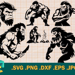 Caveman SVG Bundle - Cricut & Silhouette | Vector Cave People Hunters Prehistoric Man Warrior, Neanderthal SVG Clip Art File Cut File Print