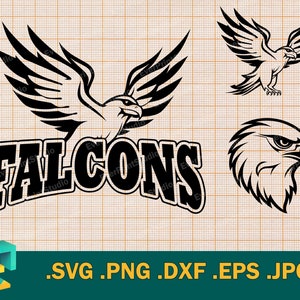 Falcons SVG Set - Cricut, Silhouette | Falcons Bundle SVG Vector Design for Cutting Machines| School Falcons Mascots Sport Team Logo,  png