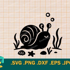 Meeresschnecke SVG - Cricut, Silhouette | Vektor Seeschnecke SVG Schnittdatei | Download Niedliche Glückliche Meeresschnecke Vorlage zum Schneiden svg, png, eps, dxf
