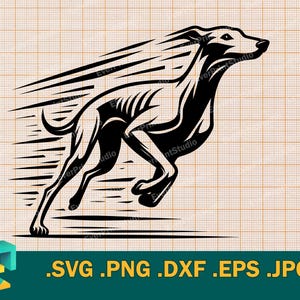 Windhund SVG Cut Datei für Cricut, Silhouette | Whippet SVG-Vorlage für Schneidmaschinen, niedlicher Whippet Hund svg, png, eps, dxf