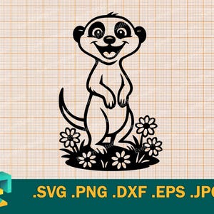Erdmännchen SVG - Cricut, Silhouette | Niedliche Mongoose Cut File. Clipart Baby Erdmännchen Vorlage zum Schneiden Download svg, png, eps, dxf