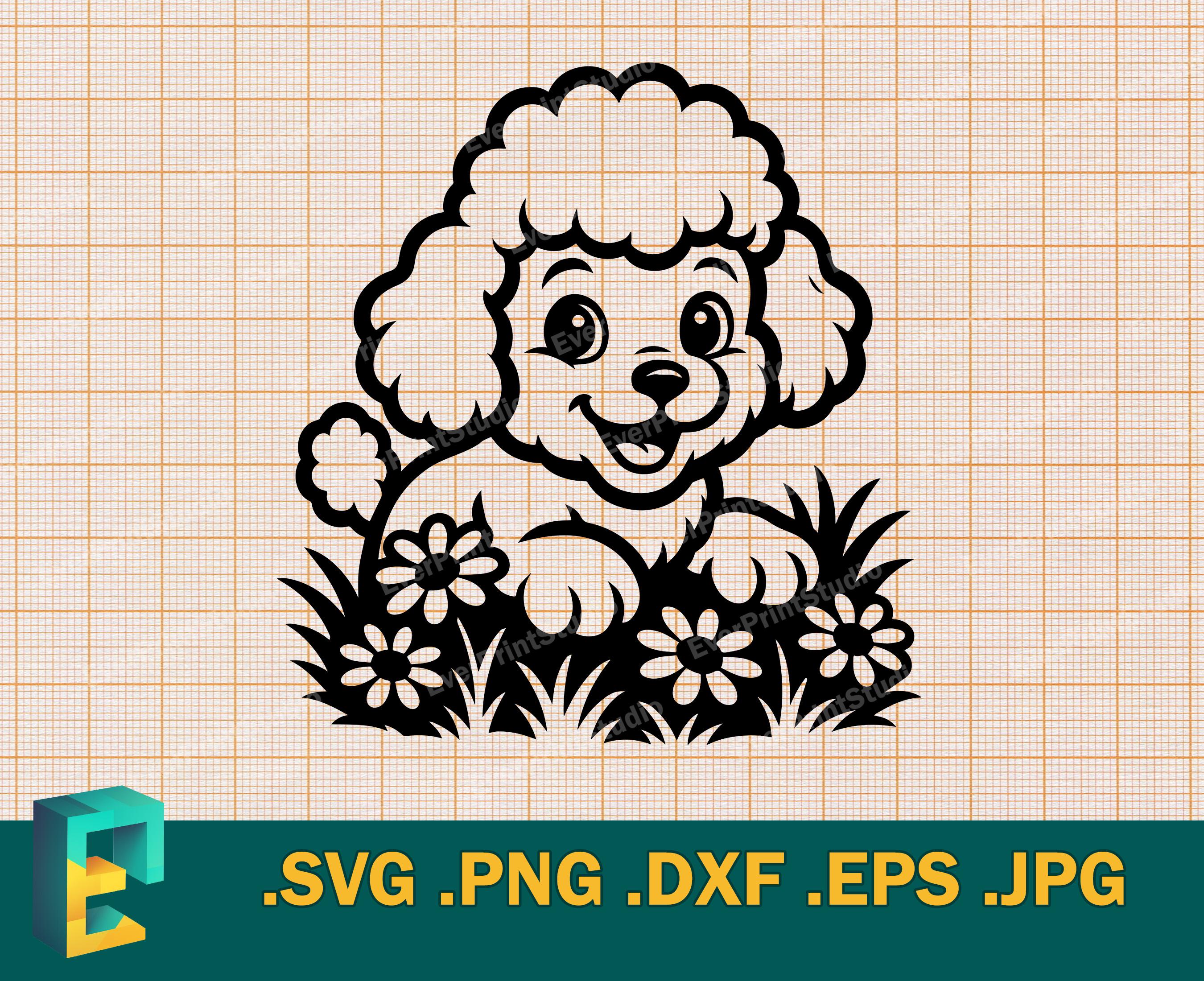Cute Poodle Puppy SVG - Cricut, Silhouette | Vector Toy Poodle SVG, Miniature Poodle Dog Template for Cutting svg, png, eps, dxf