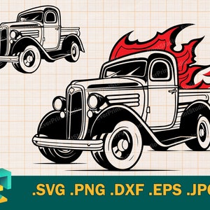 Retro Truck Layered SVG - Design for Cricut & Silhouette | Vector Artistic Rat Rod Cut File | Download Printable Classic Truck Cutting File