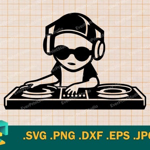 Bébé DJ SVG - Cricut, Silhouette | Vector bébé musicien couper fichier pour Cricut | Kid DJ musique Design Art Logo svg, png, eps, dxf