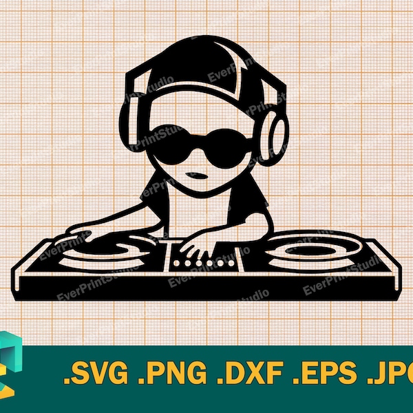 Baby DJ SVG - Cricut, Silhouette | Vector Baby Musician cut file for Cricut | Kid DJ Music Design Art Logo svg, png, eps, dxf