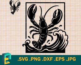 Lobster SVG for Cricut | Sea Lobster Cut File Printable Vector | Lobster Vector Template for Cutting Download svg, png, eps, dxf