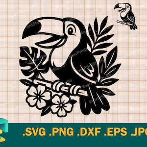 Toucan SVG - Cricut, Silhouette | Vector Toucan Bird Cut File | Download Toucan Template for Cutting svg, png, eps, dxf