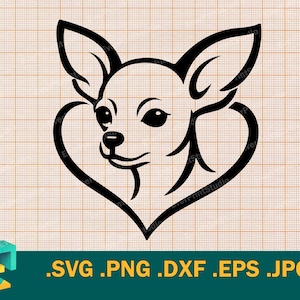 Chihuahua SVG - Cricut, Silhouette | Vector Cute Chihuahua Line Art SVG Template for Cutting Machines Download Gift svg, png, eps, dxf