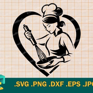 Baking SVG - Cricut, Silhouette | Vector Love Pastry Cut File | Download Printable Cooking Clipart | Baker svg, Bakery Culinary Art svg, png