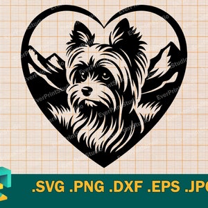 Yorkshire Terrier SVG - Cut file for Cricut, Silhouette |  Yorkie Terrier dog SVG Template for Cutting Machines Download  svg, png, eps, dxf