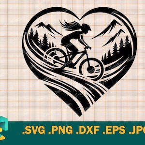 Ragazza ciclista SVG - Cricut, Silhouette / Vector Donna Mountain Bike Ciclista Taglia File / Ragazza Ciclista SVG Scarica in formato svg, png, eps, dxf