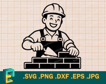 Metselaar, metselaar, metselaar SVG - Cricut, silhouetgesneden bestand | Vector bouwvakker, metselwerk, bouwer svg, png, eps, dxf