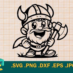 Baby Viking SVG - Cricut, Silhuett | Söt Vikingkrigare SVG Klippfil | Glad Viking Mall för att klippa nedladdning svg, png, eps, dxf