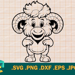Uroczy baran SVG - Cricut, Uroczy szczęśliwy kozioł svg, Ciało małego barana, Uroczy plik Cricut do cięcia kozy, Uroczy owca, Ewe, Jumbuck, Svg, PNG, Dxf, Eps