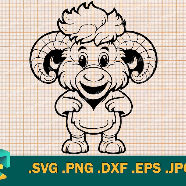 Cute Ram SVG - Cricut, Cute Happy Goat svg, Baby Ram Body, Cute Baby Goat Cricut cut file, Cute Sheep, Ewe, Jumbuck, Svg, Png, Dxf, Eps