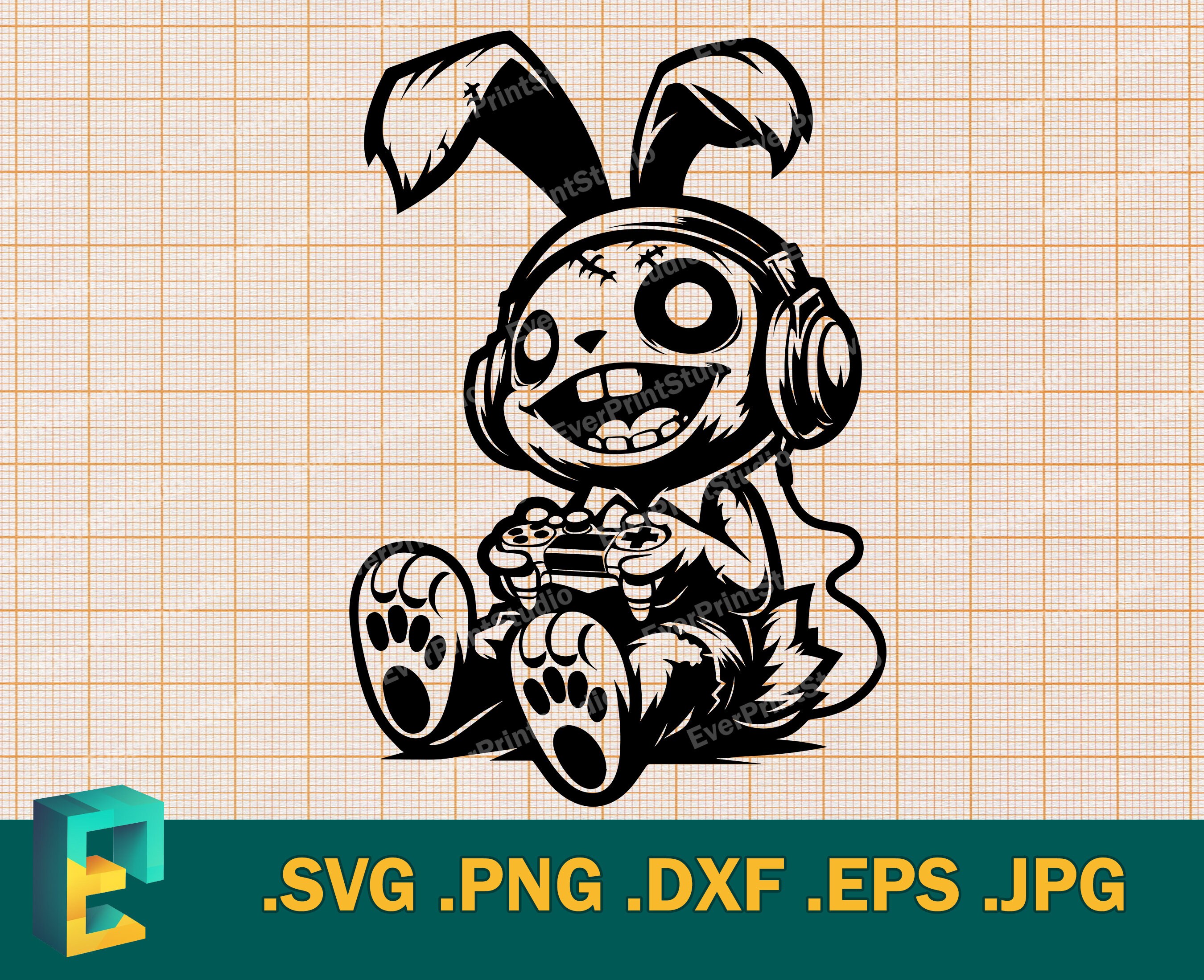Zombie Gamer SVG - Cricut & Silhouette | Vector Bad Rabbit Gamer Cut File |  Funny Zombie Gamer svg | Gift for Gamer svg, png, eps, dxf