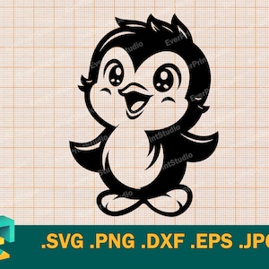 Penguin SVG - Cricut, Silhouette | Vector Cute Little Penguin SVG Cut file | Download Penguin Template for Cutting svg, png, eps, dxf