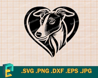 Whippet SVG Cut file for Cricut, Silhouette | Vector Greyhound SVG Template for Cutting Machines, Sighthound, Whippet dog svg, png, eps, dxf