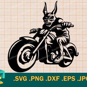 Biker Rabbit SVG - Cricut, Silhouette / Halloween Evil Biker / Bad Bunny US Biker Shirt Clipart / Moto vettore .eps, .dxf, .svg .png