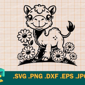 Camel SVG - Cricut & Silhouette Compatible | Cute Camel Cut File for Cutting machines | Vector Happy Camel Template svg, png, eps, dxf
