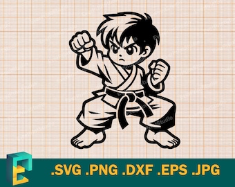 Karate Boy SVG - Cricut, silhouet |  Vector Martial Art Class gesneden bestand SVG, Judo Kids Club, snijsjabloon downloaden svg, png, eps, dxf