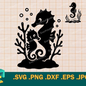 Seepferdchen SVG - Cricut, Silhouette | Seepferdchen SVG Schnittdatei. Download Seepferdchen Fisch Vorlage zum Schneiden von svg, png, eps, dxf