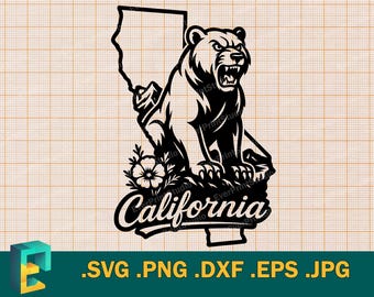 California SVG - Cricut, Silhouette | Vector California State USA Cut File SVG Download California Bear Cutting Template svg, png, eps, dxf