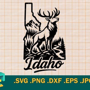 Idaho State SVG Cut File: Elk Silhouette, Cricut & Silhouette Compatible (Digital Download)
