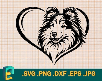Shetland Sheepdog SVG - Cricut, silhouet | Vector schattige Shetland-herdershond hond SVG gesneden bestand downloaden svg, png, eps, dxf